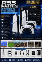 RS5 Pro 4K Ultra HD Retro Oyun Konsolu - 30.000+ Yüklü Oyun & Çift Kablosuz Kol Mobix