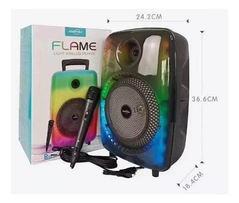 Flame light kablosuz hoparlör 8 inç mikrofonlu | rgb ışıklı, fm & sd & usb destekli bluetooth hoparlör TEKNOİST