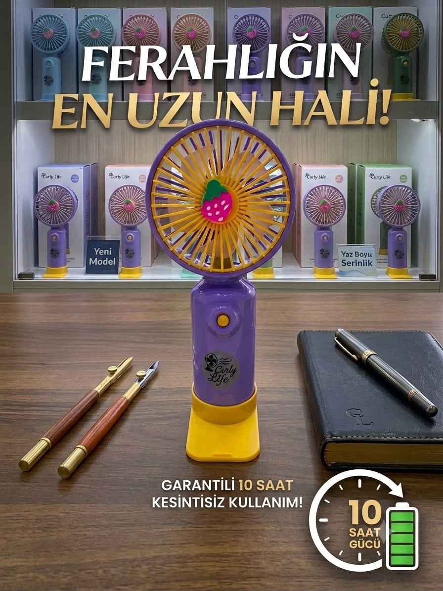 ( 5 adet ) 5 ila 10 saat pil ömürlü hız kademeli el fanı Turkaz