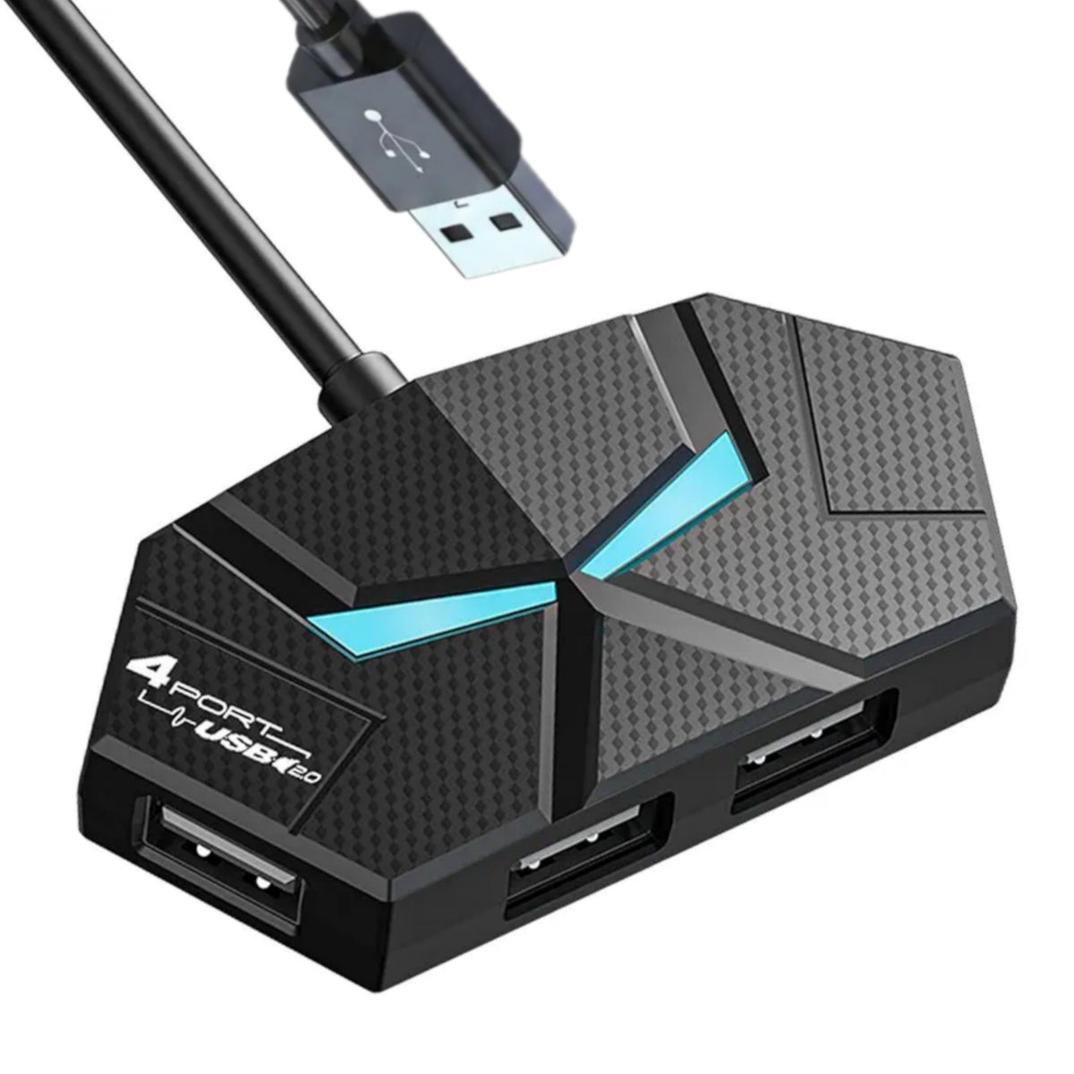 ( 5 adet ) Gaming 4 Port USB 2.0 Çoklayıcı Hub - 7 Renk LED Işıklı 60cm Kablolu Oyuncu USB Hub KolayMagza KM Technology - Toptan Telefon Aksesuarları