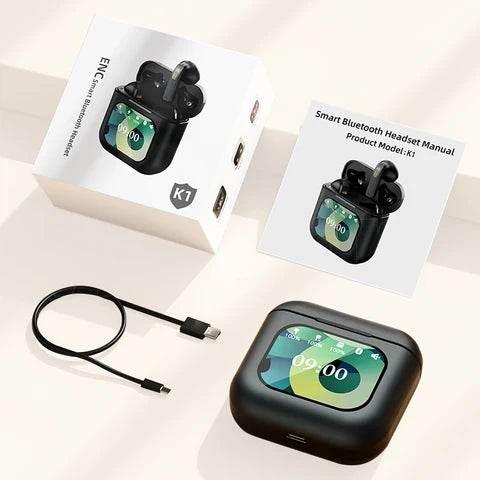 K1 dokunmatik amoled ekranlı ANC ENC kulak içi mikrofonlu 5,3v bluetooth kulaklık TELETEK