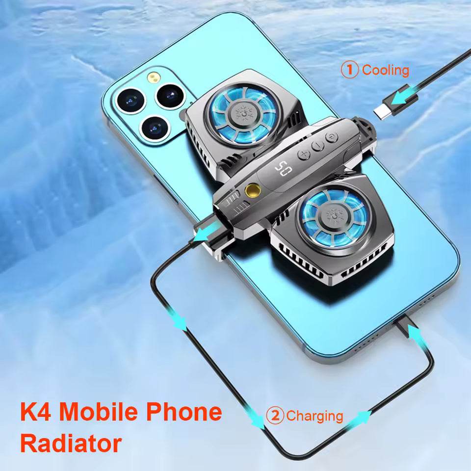K4a çift fanlı telefon soğutucu | mobile live radyatör | yüksek hızlı soğutma, sessiz fan, oyun ve yayınlar için TEKNOİST