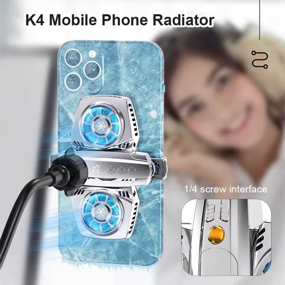 K4a çift fanlı telefon soğutucu | mobile live radyatör | yüksek hızlı soğutma, sessiz fan, oyun ve yayınlar için TEKNOİST