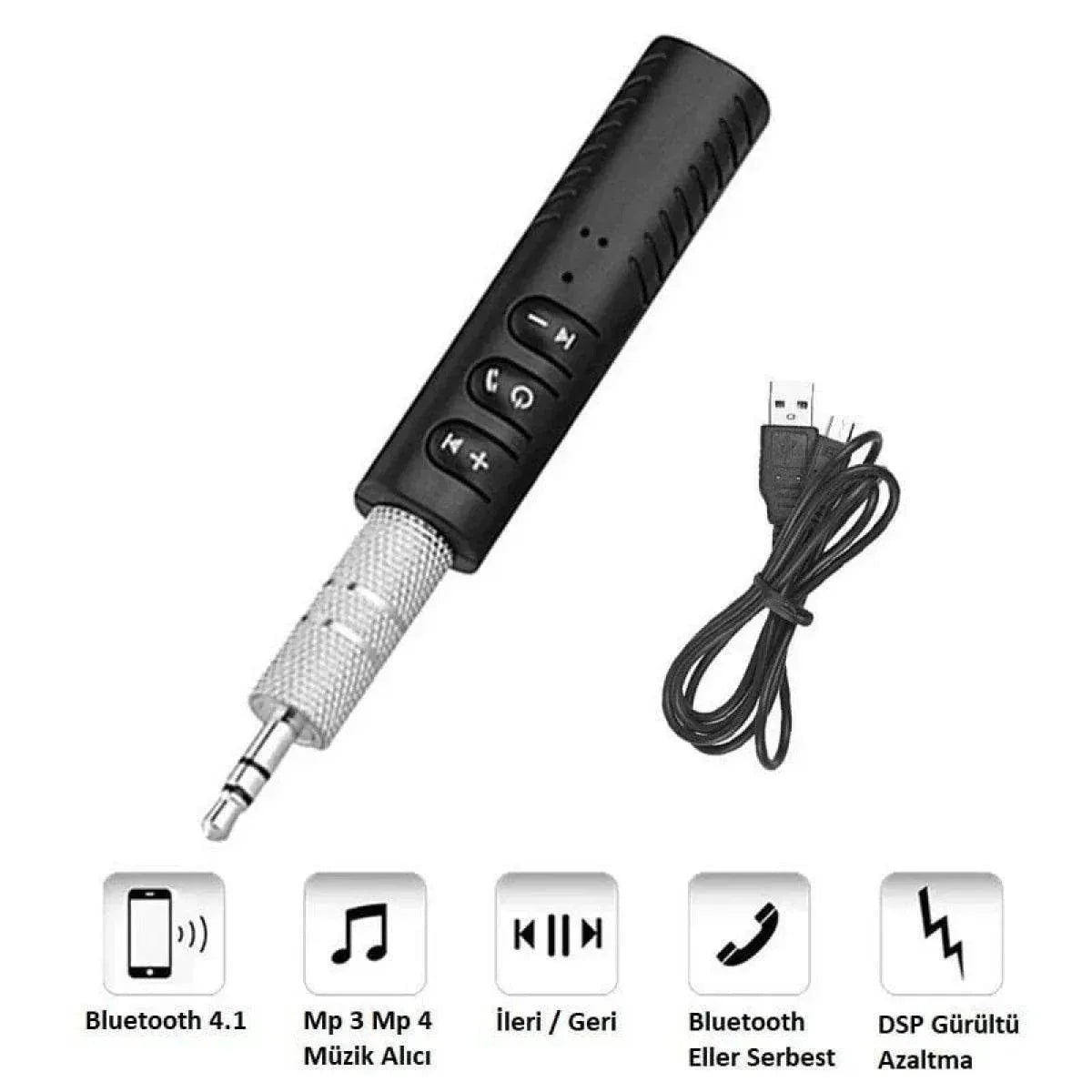 ( 5 adet ) Car araç bluetooth aux 3,5mm kiti android ios uyumlu CARBON