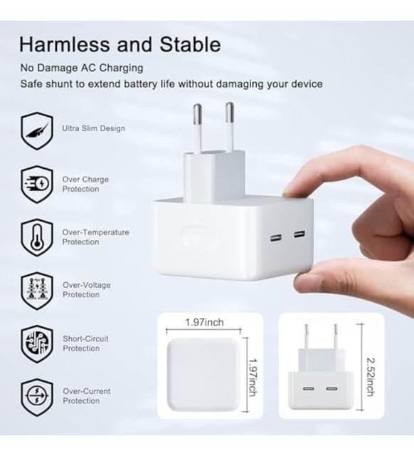 35w çift usb-c girişli ios android uyumlu hızlı şarj adaptör başlık FOREFO