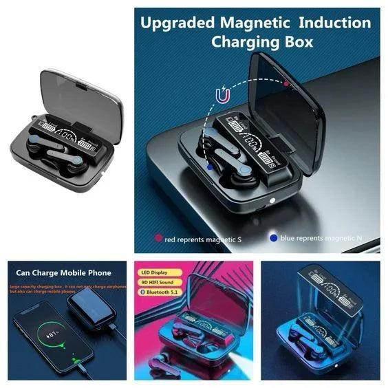 M19 mikrofonlu led göstergeli dokunmatik fenerli kulak içi powerbank özellikli bluetooth kulaklık LEERFEİ