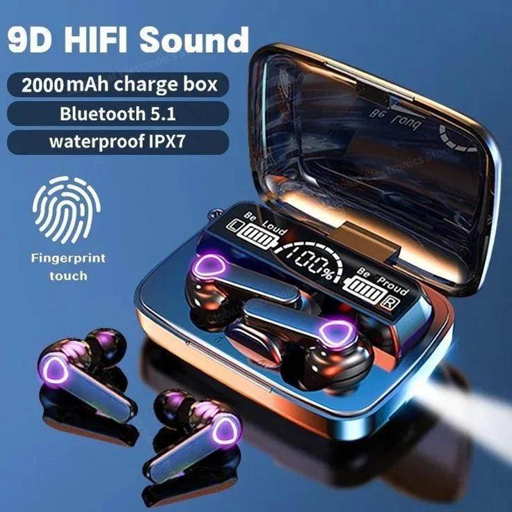 M19 mikrofonlu led göstergeli dokunmatik fenerli kulak içi powerbank özellikli bluetooth kulaklık LEERFEİ