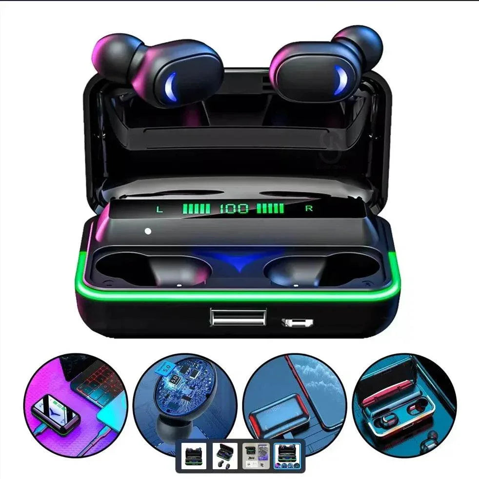 E10 mipods rgb ışıklı kulak içi led göstergeli 1000 mah powerbank özellikli bluetooth kulaklık LEERFEİ