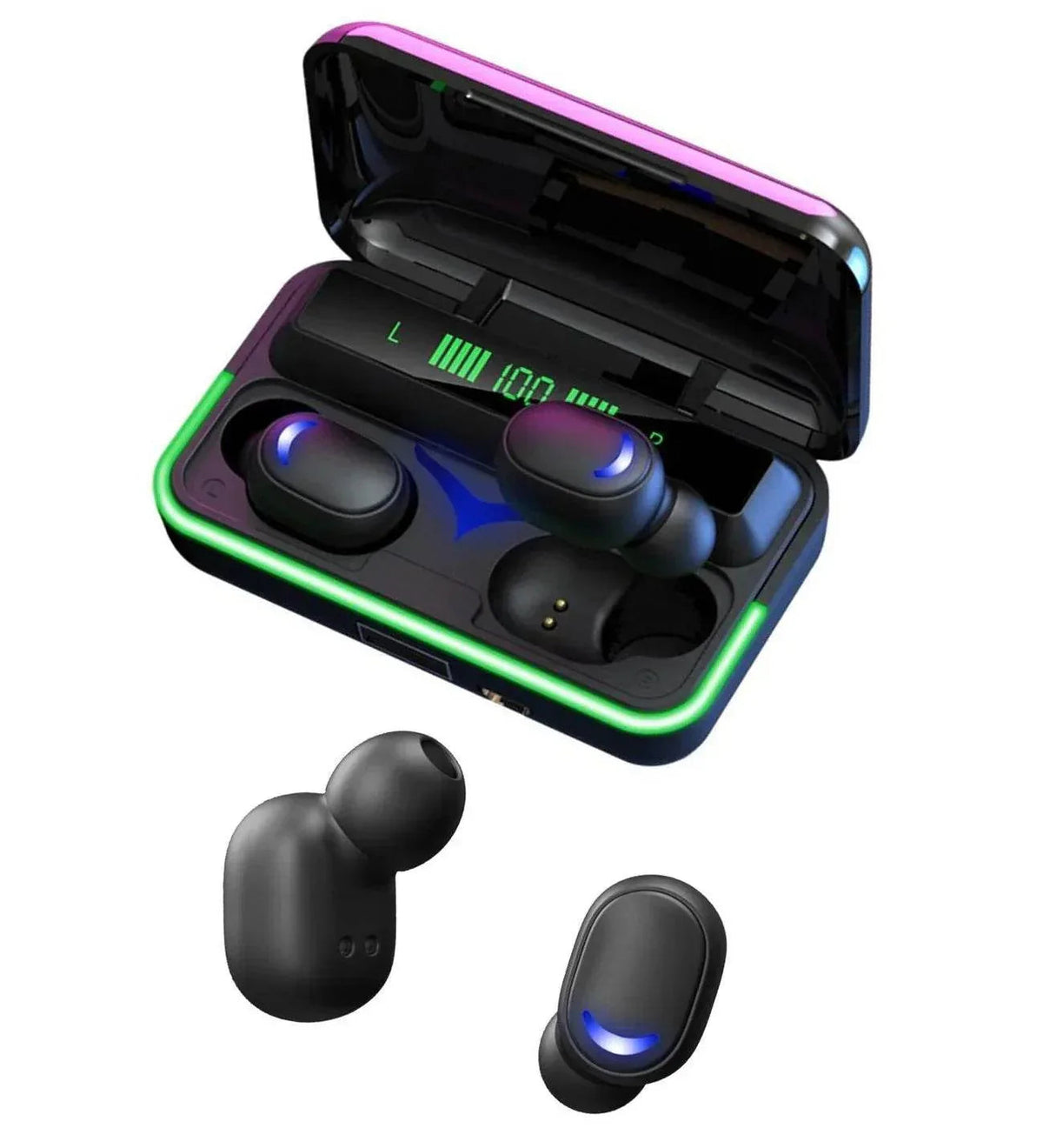 E10 mipods rgb ışıklı kulak içi led göstergeli 1000 mah powerbank özellikli bluetooth kulaklık LEERFEİ