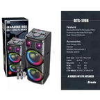 Bts-1708 kablosuz bluetooth hoparlör | 200w güç, çift hoparlör & mikrofon, rgb ışıklı, 3600mah batarya, tws destekli, usb/tf/fm TORİMA