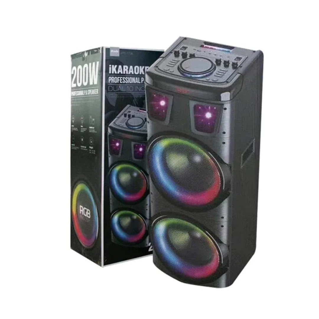 Bts-1708 kablosuz bluetooth hoparlör | 200w güç, çift hoparlör & mikrofon, rgb ışıklı, 3600mah batarya, tws destekli, usb/tf/fm