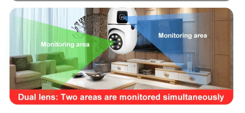 Wifi panorama Çift camera mikrofonlu 360 derece döner led ışıklı gece görüşlü full hd ampul kamera LEERFEİ