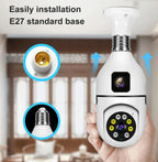 Wifi panorama Çift camera mikrofonlu 360 derece döner led ışıklı gece görüşlü full hd ampul kamera LEERFEİ