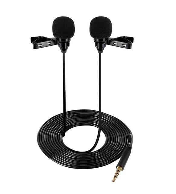 3,5mm aux jak girişli ikili kablolu çift yaka mikrofon FLASHFON
