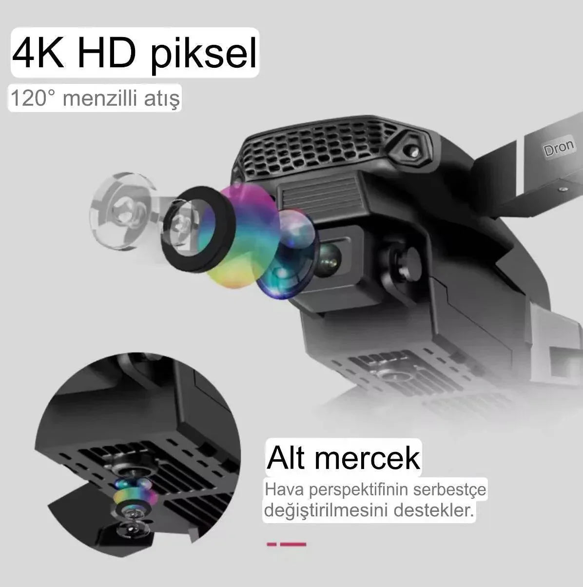 E88 4k Hd Çift Kameralı App Kontrol Wifi Katlanabilir akıllı Drone İCON