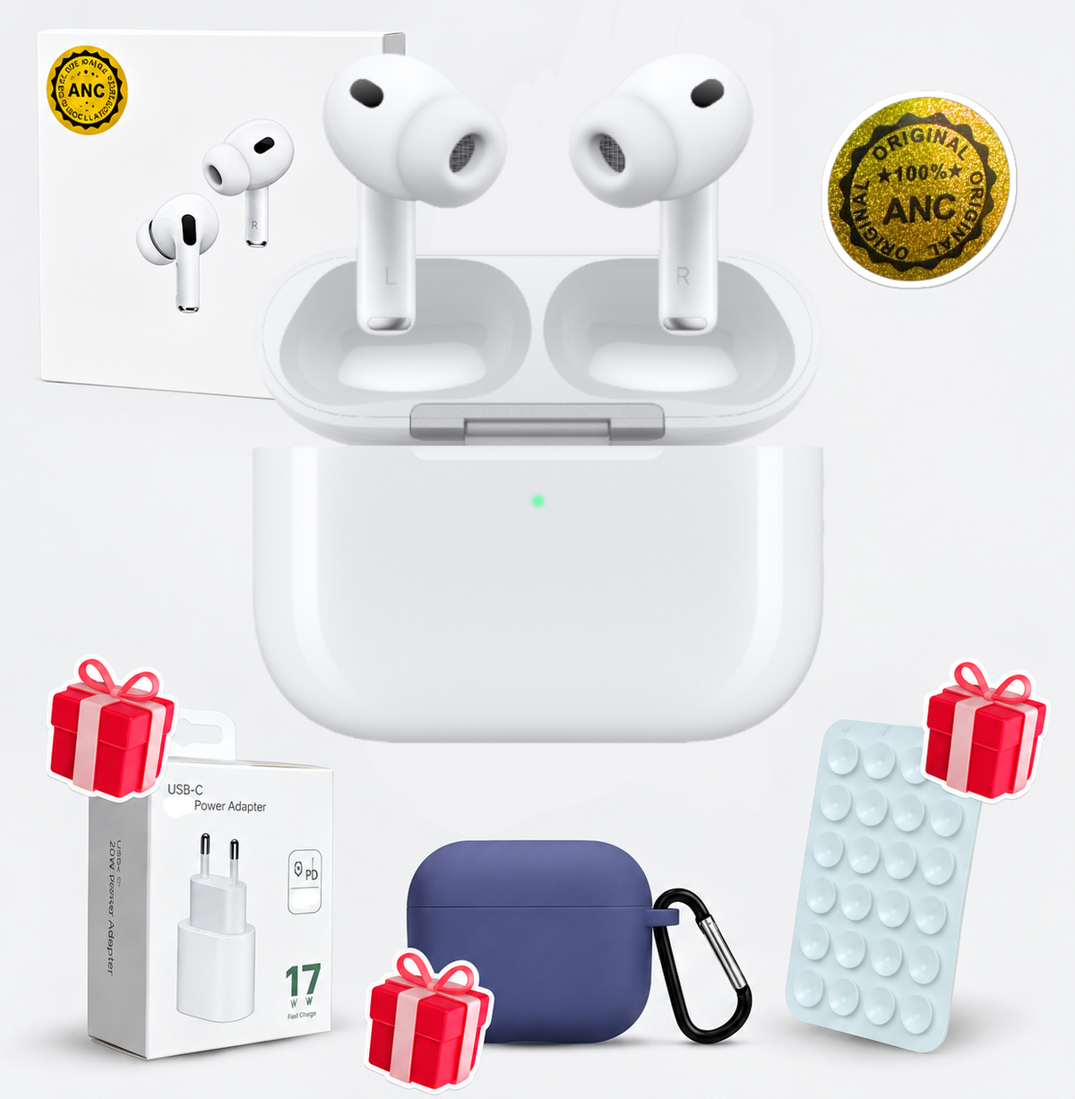 Airpods Pro (3.nesil) Aktif Gürültü Engelleme Özellikli (Anc), Iyileştirilmiş Mikrofon ve Ses Kalitesi (Şarj Başlık ve Kılıf Hediyeli)  TechnioTR