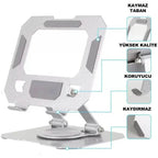 Foldable metal tablet stand | 360° döner, katlanabilir ayarlanabilir tutucu | tüm tablet modelleri ile uyumlu - TechnioTR