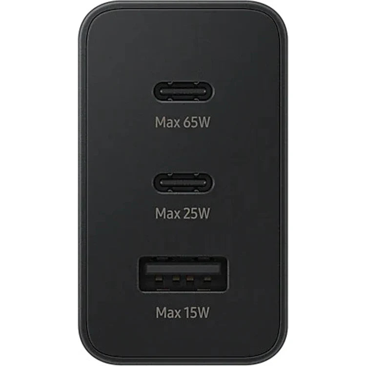 65W PD Üçlü Hızlı Şarj Adaptörü - Super Fast Charging Destekli, 2x Type-C 1x USB-A 3 Portlu Şarj Başlığı (Siyah) ÖZEL