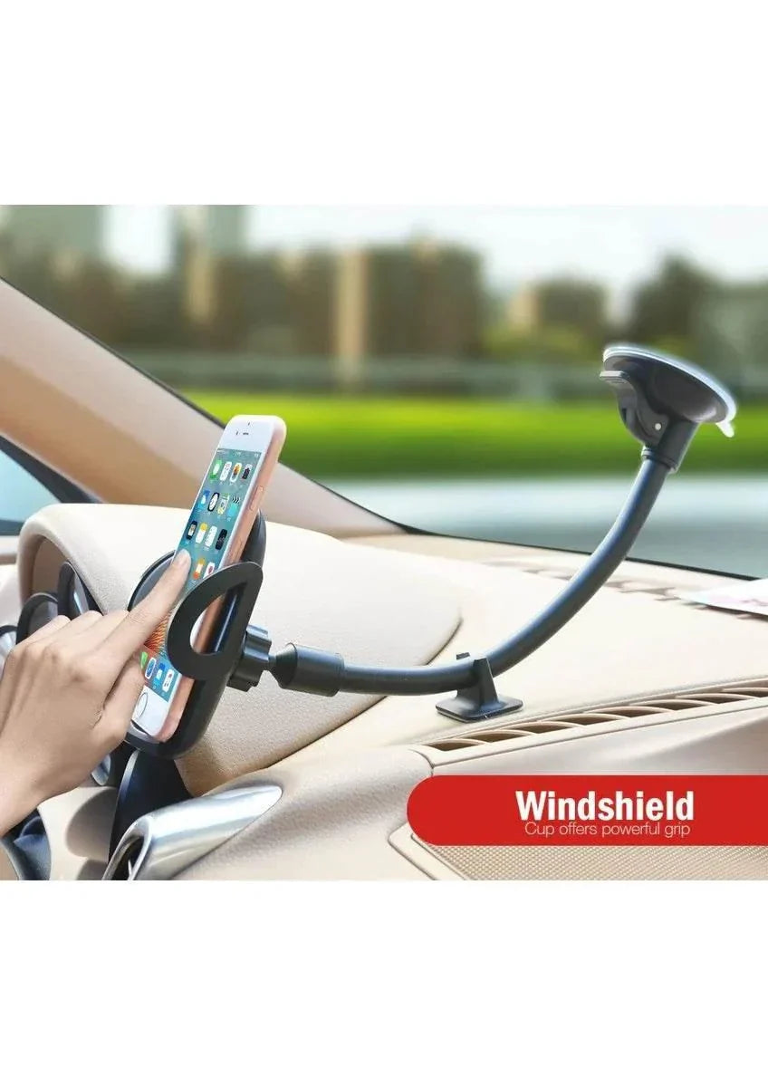 Dirsek destekli uzun yaylı kollu vantuzlu torpido ve cama takılabilir vakumlu 360 derece ayarlanabilir araç içi telefon tutucu AYSAN