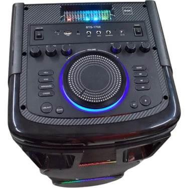 Bts-1708 kablosuz bluetooth hoparlör | 200w güç, çift hoparlör & mikrofon, rgb ışıklı, 3600mah batarya, tws destekli, usb/tf/fm TORİMA