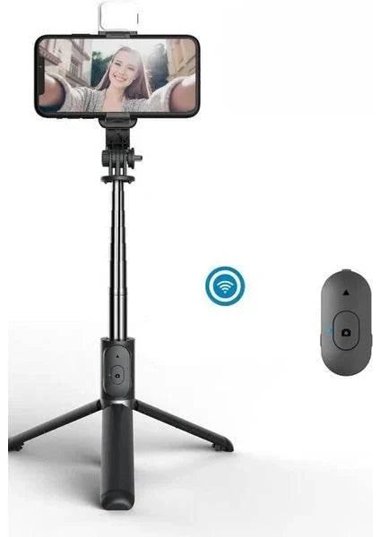 Q02s ışıklı selfie stick tripod | bluetooth kumandalı, katlanabilir, uzayabilir, 360° döner başlıklı telefon tutucu TORİMA