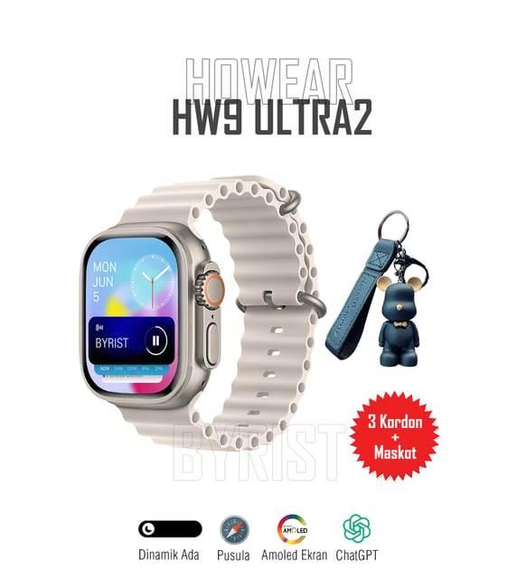 Hw9 ultra2 49mm amoled ekranlı 3 kordonlu ios android uyumlu akıllı saat WEARFİT