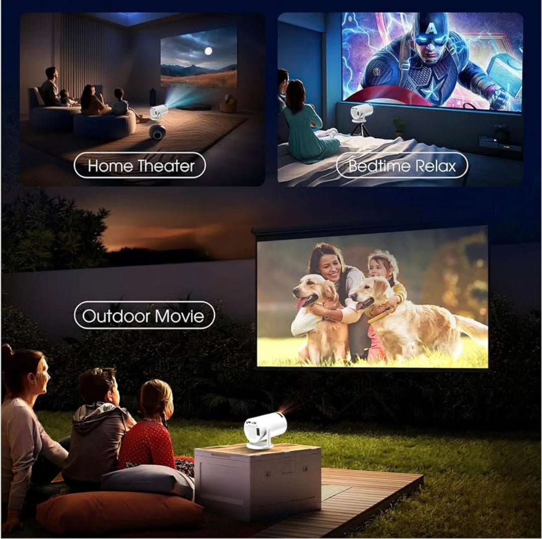 HY300 Mini Akıllı Projeksiyon Cihazı 4K Destekli, Android 11, Çift Bant WiFi, Bluetooth 5.0, 180° Ayarlanabilir, HDMI USB – Bluetooth Hoparlör Hediyeli - TechnioTR
