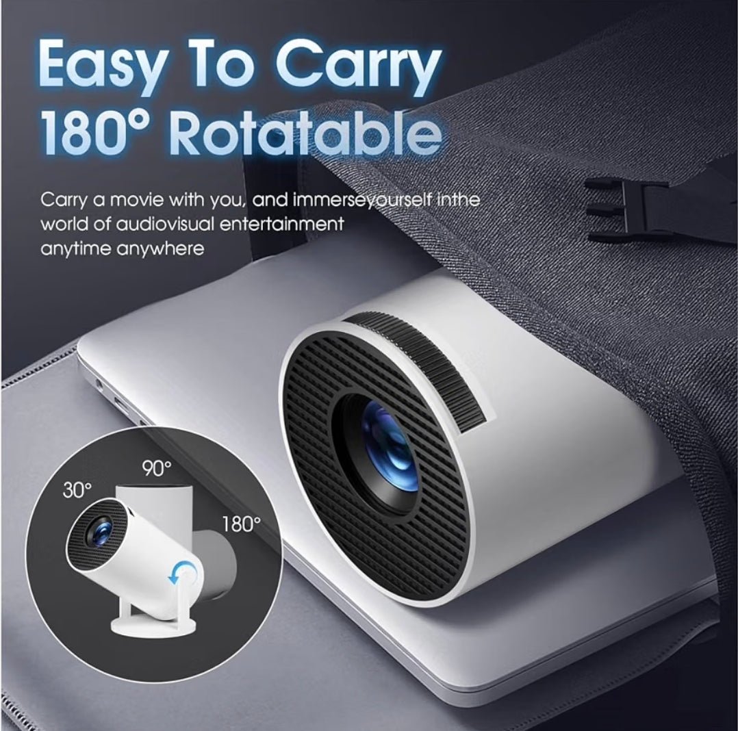 HY300 Mini Akıllı Projeksiyon Cihazı 4K Destekli, Android 11, Çift Bant WiFi, Bluetooth 5.0, 180° Ayarlanabilir, HDMI USB – Bluetooth Hoparlör Hediyeli - TechnioTR
