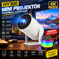 HY300 Mini Akıllı Projeksiyon Cihazı 4K Destekli, Android 11, Çift Bant WiFi, Bluetooth 5.0, 180° Ayarlanabilir, HDMI USB – Bluetooth Hoparlör Hediyeli - TechnioTR
