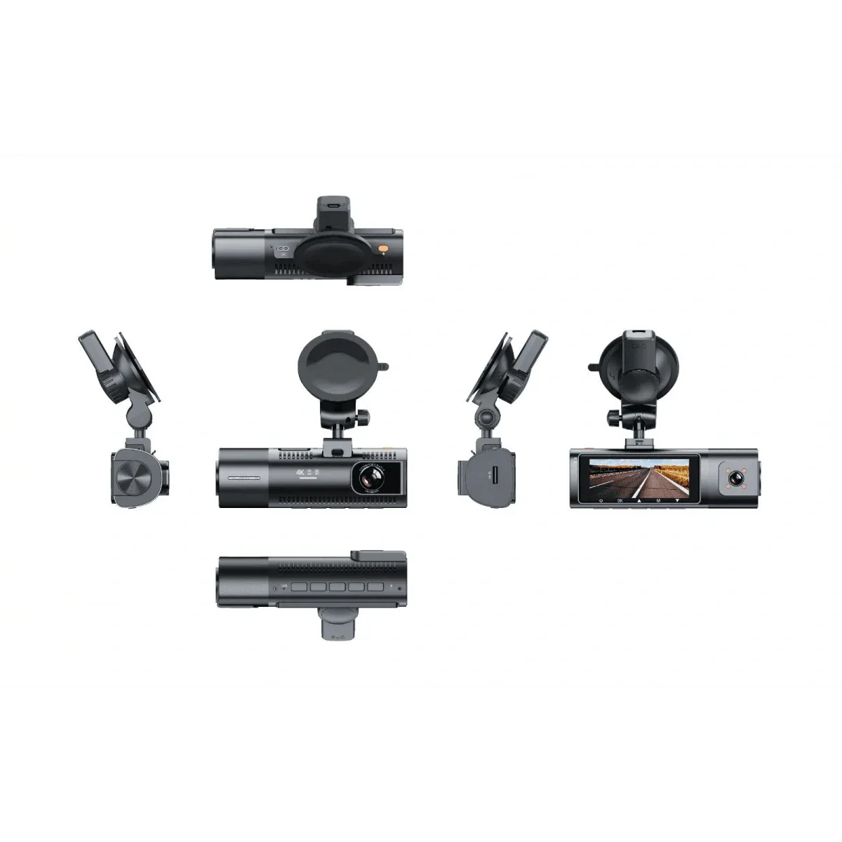 K17 ARAÇ İÇİ kamera EKRANLI 4K UHD ÖN-ARKA-İÇ KAMERA Gece Görüş, Çift Lens Dashcam Kayıt - G6R WEARFİT