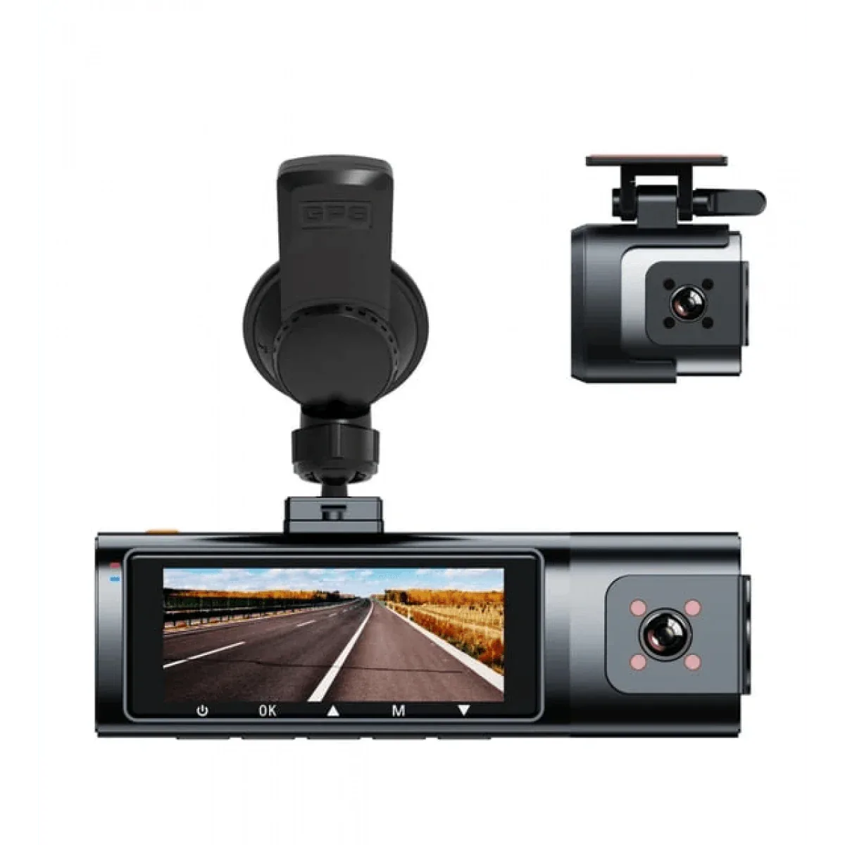 K17 ARAÇ İÇİ kamera EKRANLI 4K UHD ÖN-ARKA-İÇ KAMERA Gece Görüş, Çift Lens Dashcam Kayıt - G6R WEARFİT