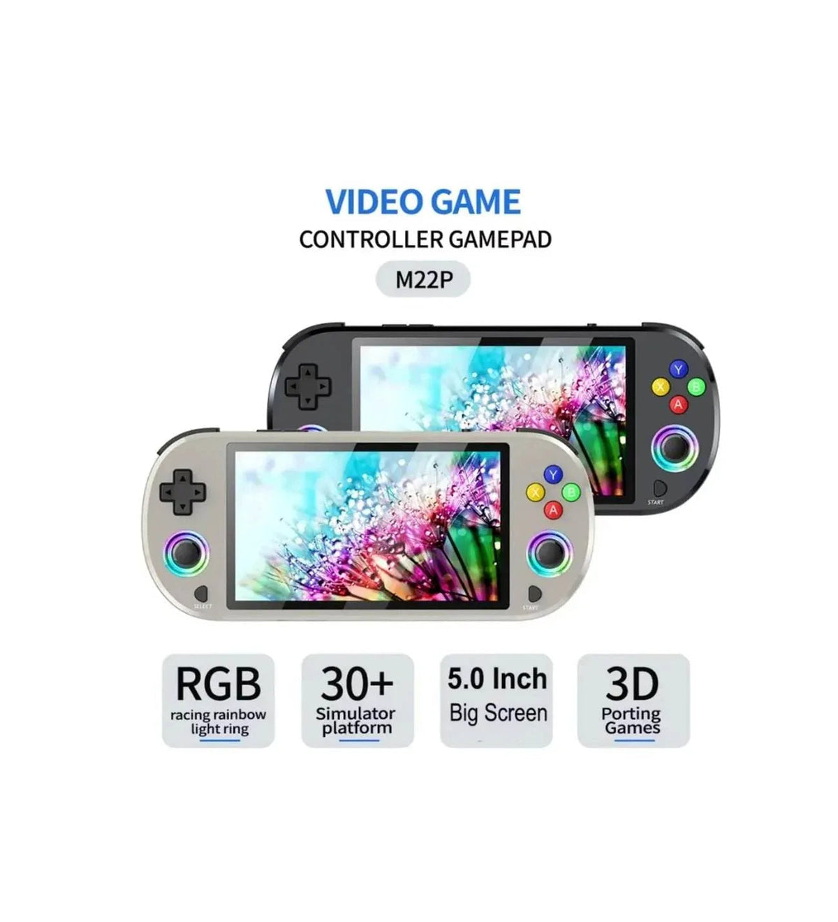 Sjgam M22 Pro Retro Oyun Konsolu 5,0 ''ıps Ekran Dahili 20000+ Oyun Emülatörleri Rgb LED Joystick TÜMCELL