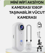 Mini WiFi Giyilebilir Aksiyon Kamerası - 1080P Full HD Manyetik Vlog ve Spor Kamerası (360° Klipsli) - TechnioTR