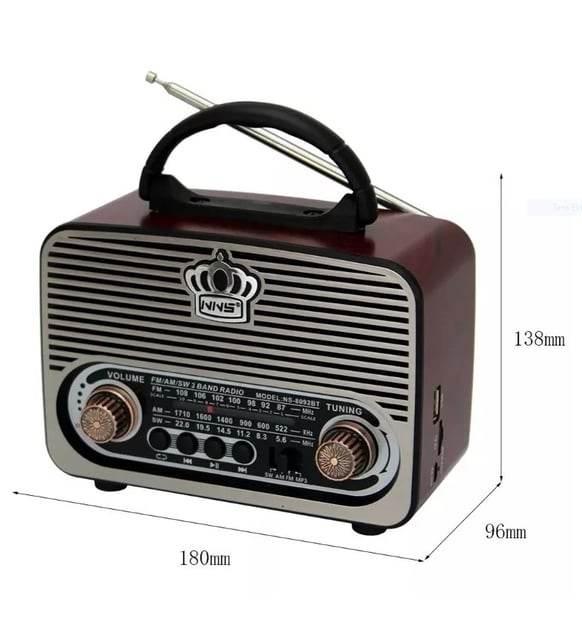 Nns ns-8092BT nostajli radyo retro wirless bluetooth hoparlör tws usb/tf destekli şarj edilebilir 18650 mah hoparlör CARBON