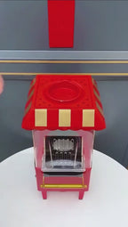 Nostaljik Mini Patlamış Mısır Makinesi - Retro Popcorn Arabası Tasarımlı Ev Tipi Yağsız Sıcak Hava Patlatıcı