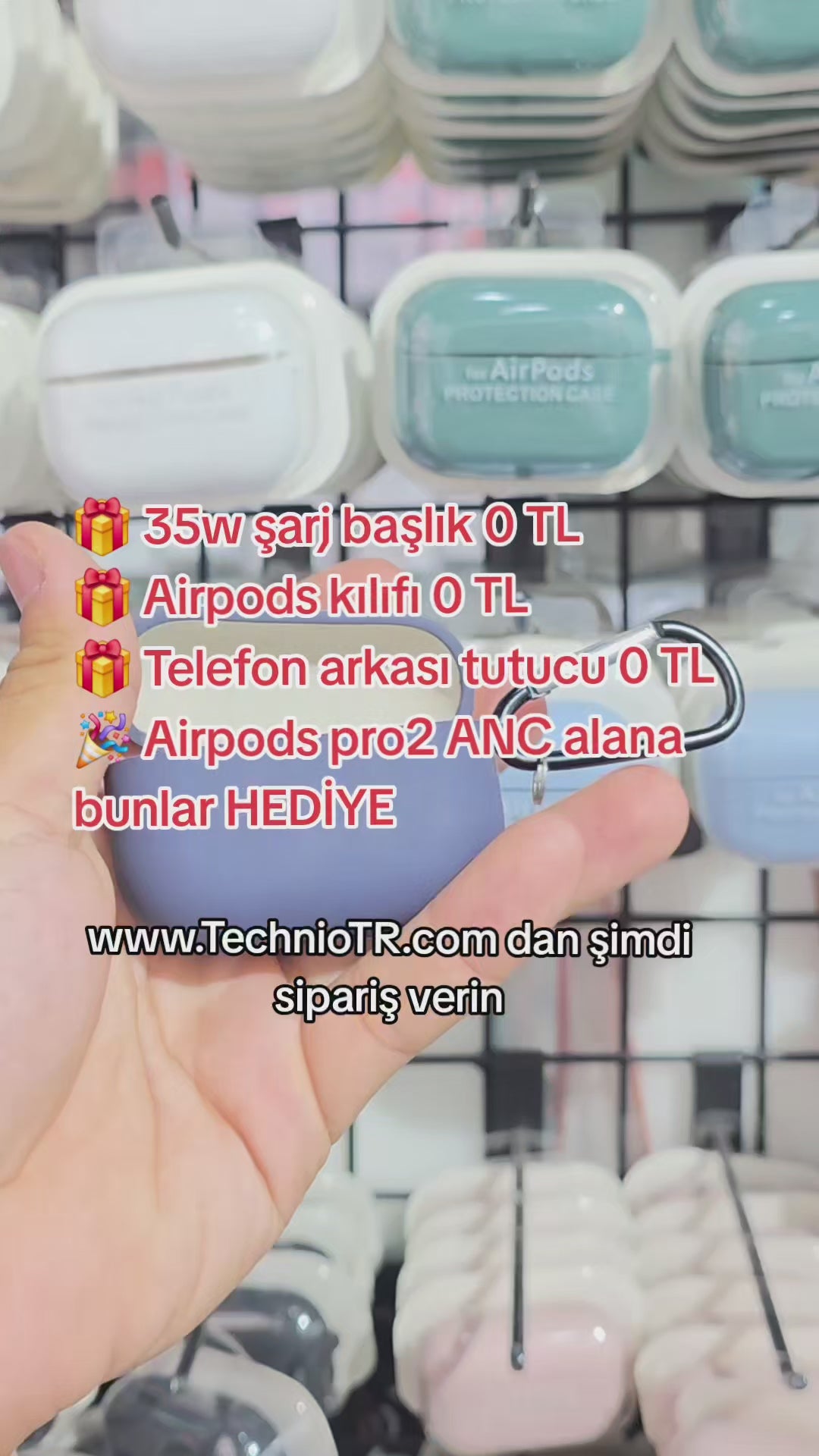 Airpods pro2 tasarımlı ANC (aktif gürültü engellemeli) + 3 hediyeli (35w şarj başlık & Airpods kılıfı & Teleton arkası tutucu )