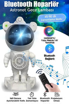 Astronot bluetooth hoparlör | gökyüzü ışık yansıtmalı, kumandalı, 360° döner gece lambası TEKNOİST