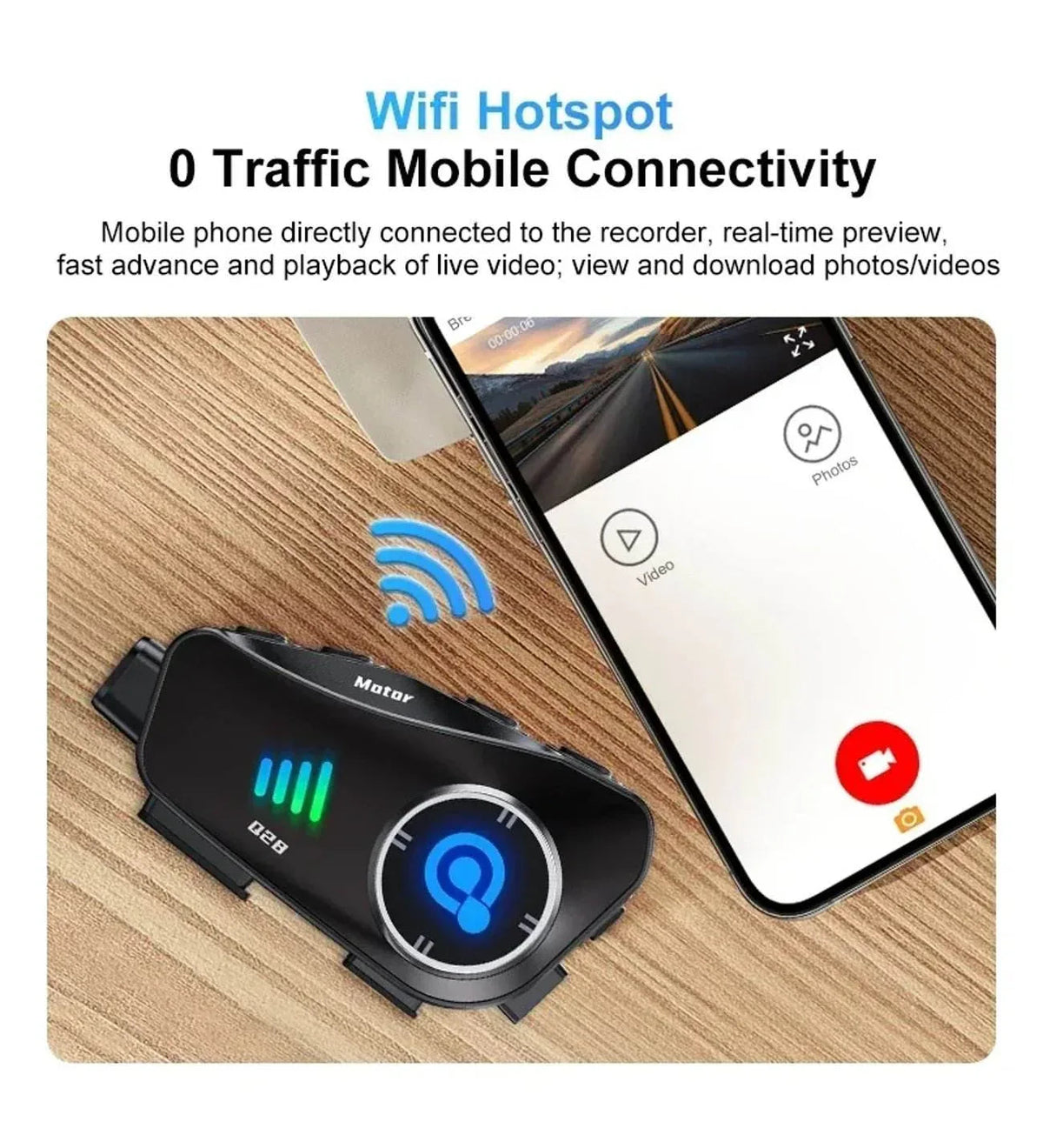 Q28 1080P kameralı Intercom +32GB SD Kartlı Bluetooth Motorsiklet Kask Kulaklığı İnterkom su geçirmez - G6O WEARFİT