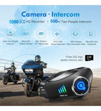 Q28 1080P kameralı Intercom +32GB SD Kartlı Bluetooth Motorsiklet Kask Kulaklığı İnterkom su geçirmez - G6O WEARFİT