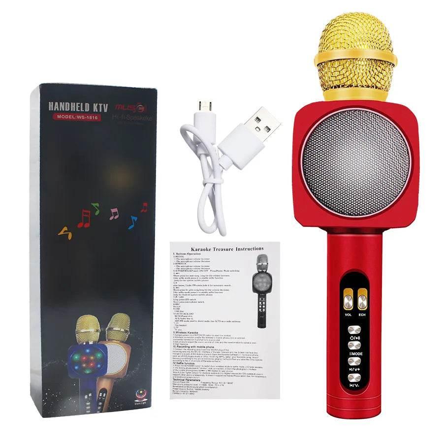 Ws-1816 ışıklı karaoke mikrofon bluetooth aux usb hafıza destekli TEKNOİST