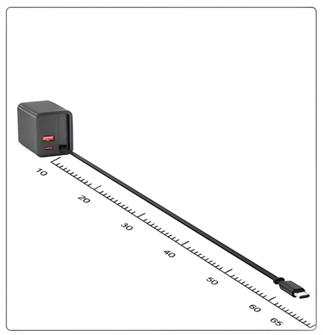 65W Uzayabilir Kablolu Super Fast Charger Çift Girişli Hızlı Şarj Cihazı - Güvenli ve Anti-Statik Koruma Adaptörü KolayMagza KM Technology