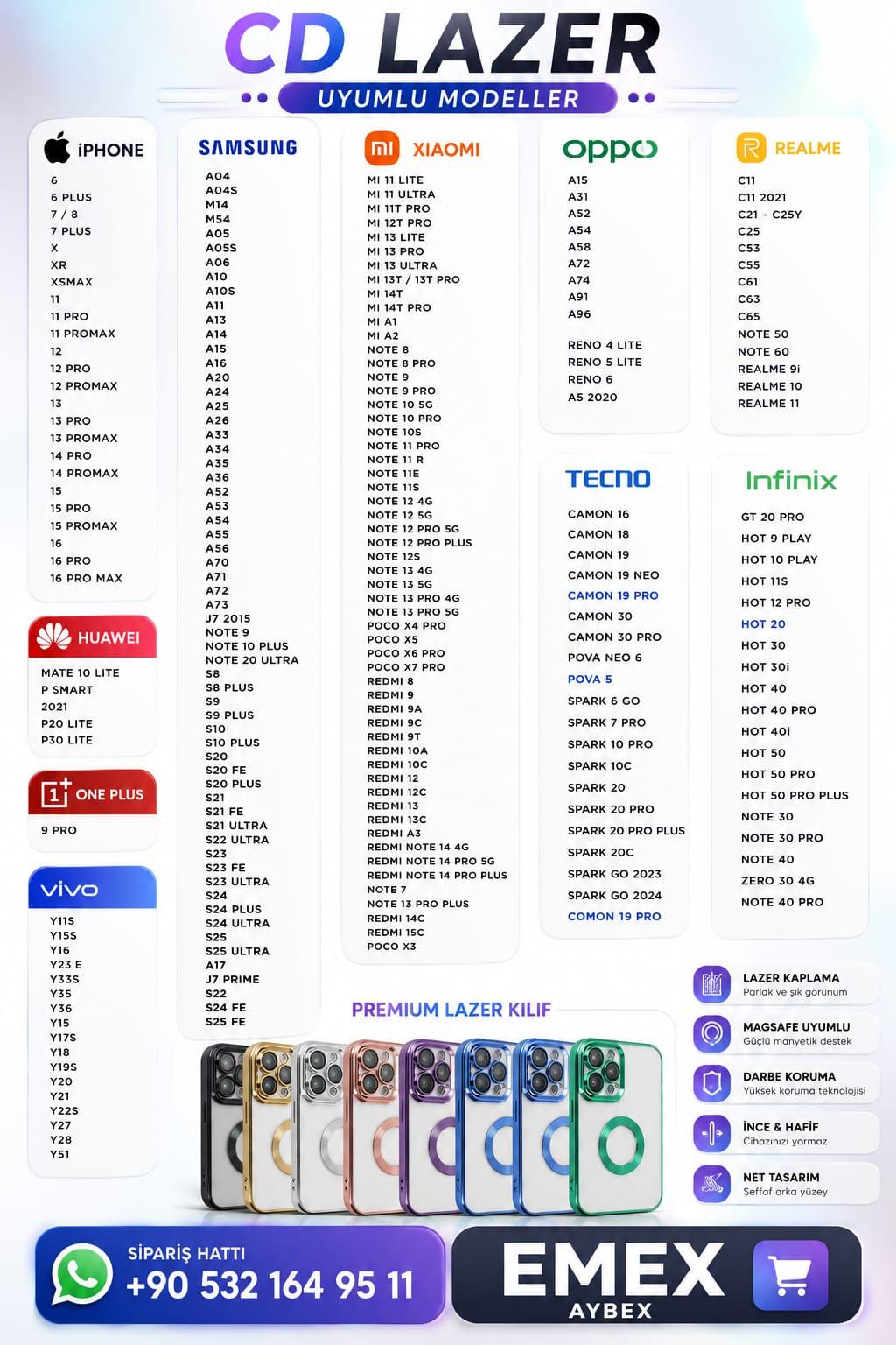 Telefon Kılıf çeşitleri (WhatsApp dan güncel liste isteyin) EMEX