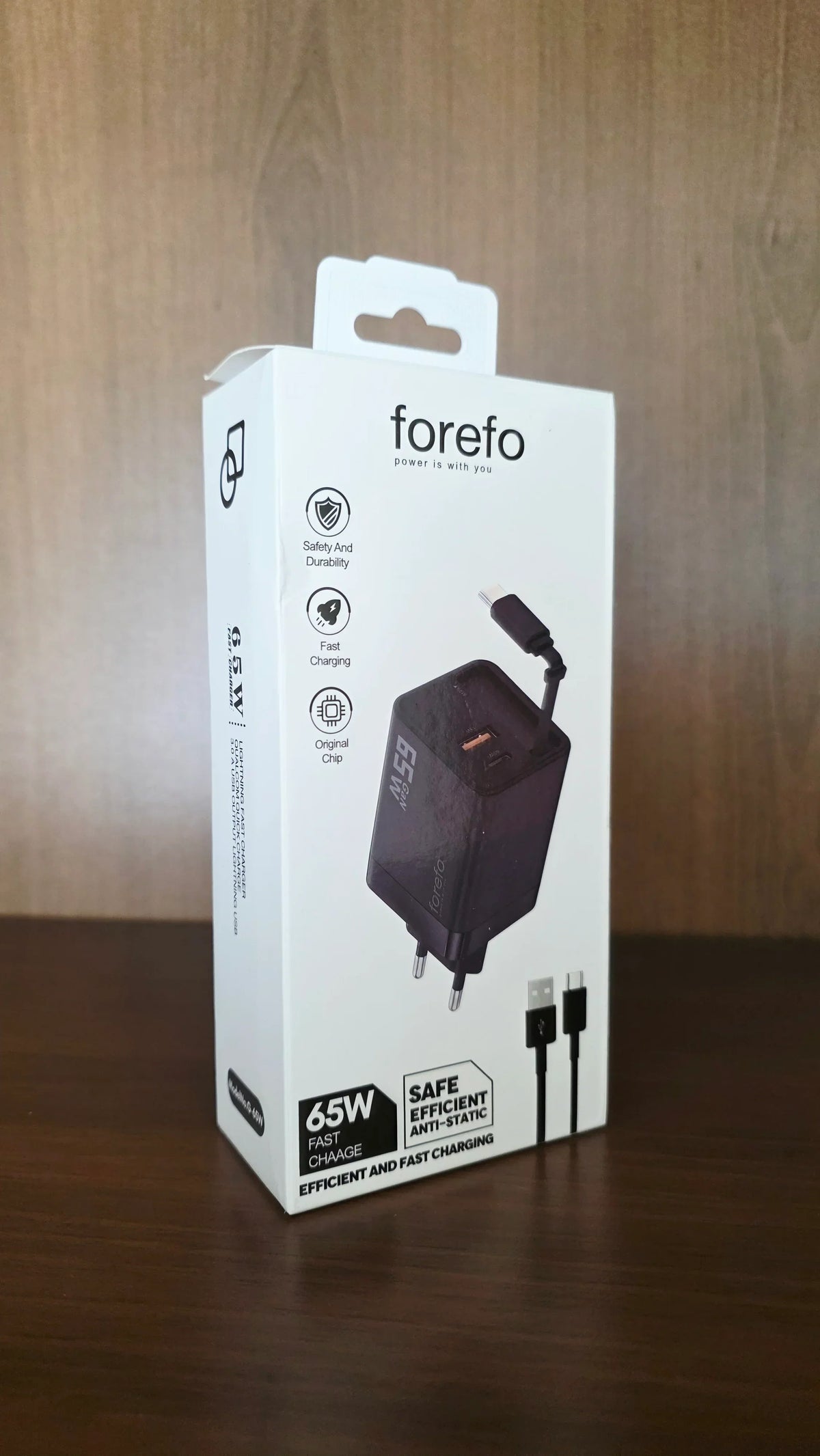 65W Uzayabilir Kablolu Super Fast Charger Çift Girişli Hızlı Şarj Cihazı - Güvenli ve Anti-Statik Koruma Adaptörü KolayMagza KM Technology