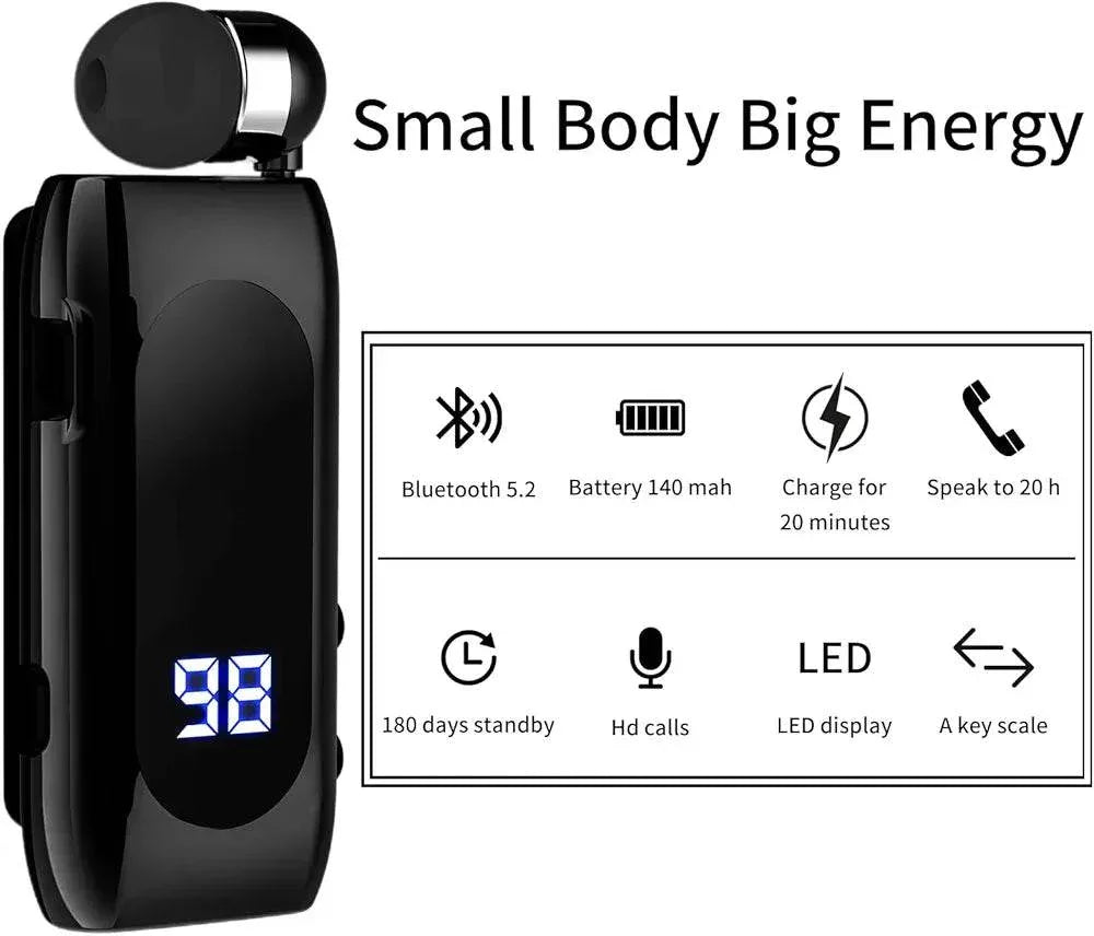 Makaralı tek kulaklık mikrofonlu led göstergeli 20saat konuşma süreli stereo bluetooth kulaklık TORİMA