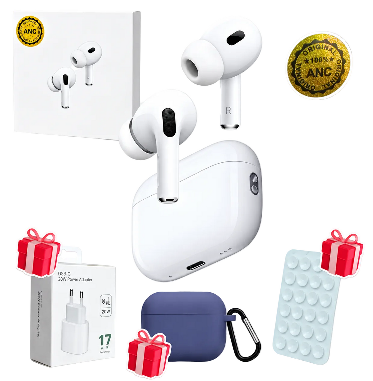 Airpods pro2 tasarımlı ANC (aktif gürültü engellemeli) + 3 hediyeli (35w şarj başlık & Airpods kılıfı & Teleton arkası tutucu )  TechnioTR