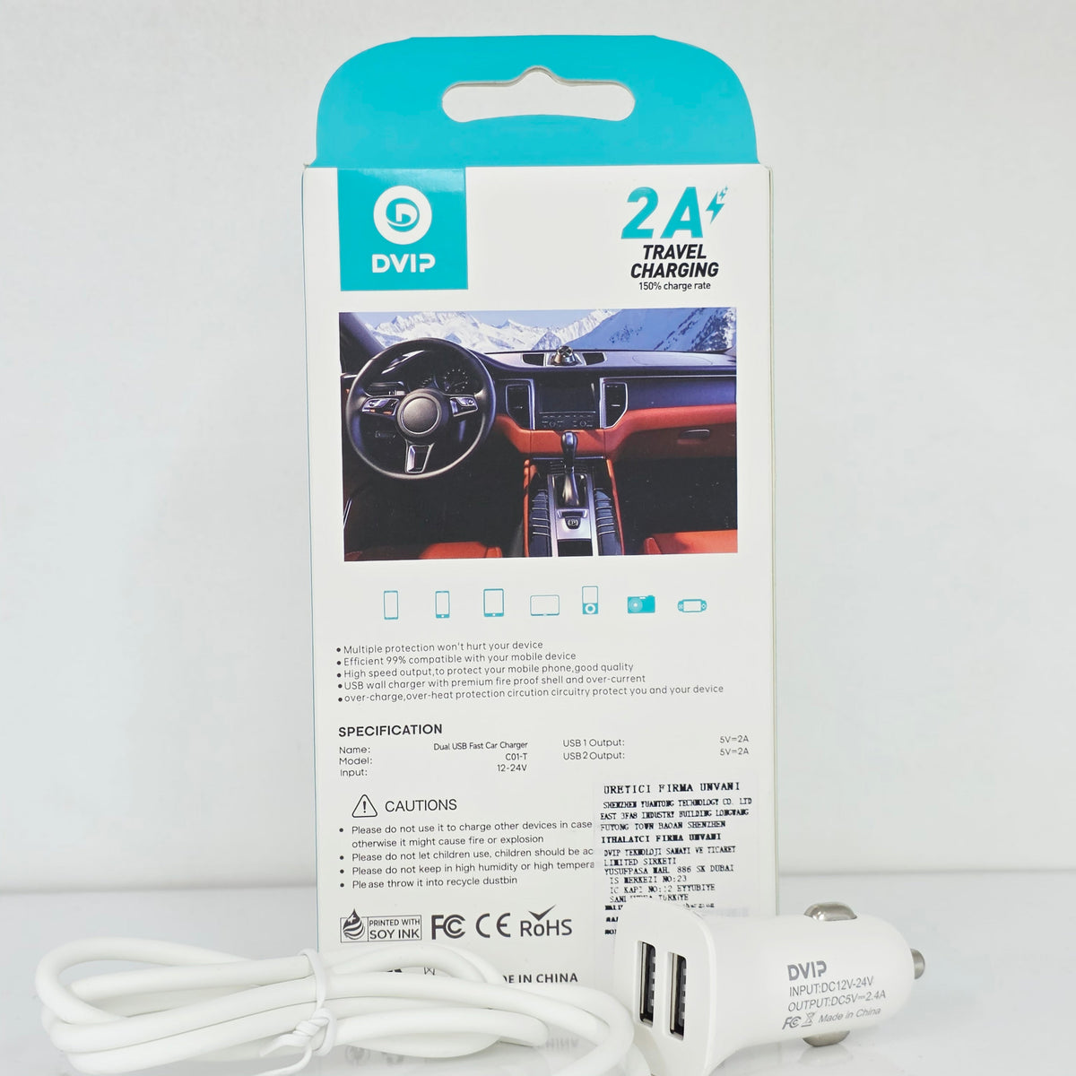 ( 5 adet ) Çift USB girişli 1m kablolu araç çakmaklık şarj başlık seti MBX
