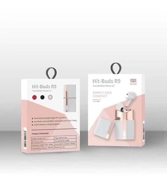 Hit buds r9 5,2v kulak içi mikrofonlu, kızlar için ruj şekli bluetooth kulaklık TELETEK