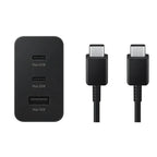 65w trio 3ü1 arada (typec 65w + typec 25w + usb 15w) çıkışlı adaptör ve typec to typec kablo hızlı şarj seti TELETEK