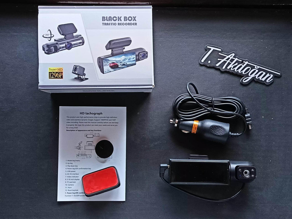 Dash kamera 1296p araç içi ve dışı 360 derece kayıt edici black box JOYTECH