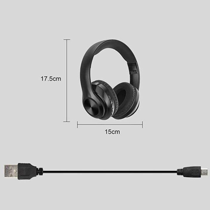 P68 kafa üstü hafıza kartı aux destekli ayarlanabilir katlanabilir mikrofonlu bluetooth kulaklık POLYGOLD